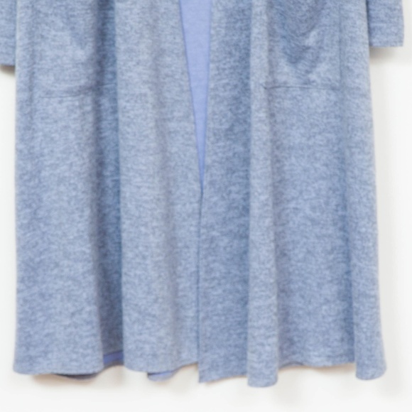 LuLaRoe Sarah Heather Blue Knit Duster Pockets - Picture 4 of 6